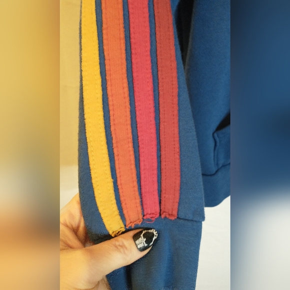 Aviator Nation Boys 12 Zip Up Hoodie with Red and Orange Rainbow Stripes - Picture 4 of 8